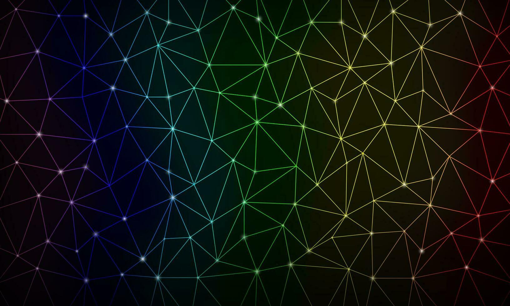 Dark black and rainbow mosaic background. Modern dark abstract vector texture with lighting effect. Modern technology futuristic digital background. Hexagon geometry structure.