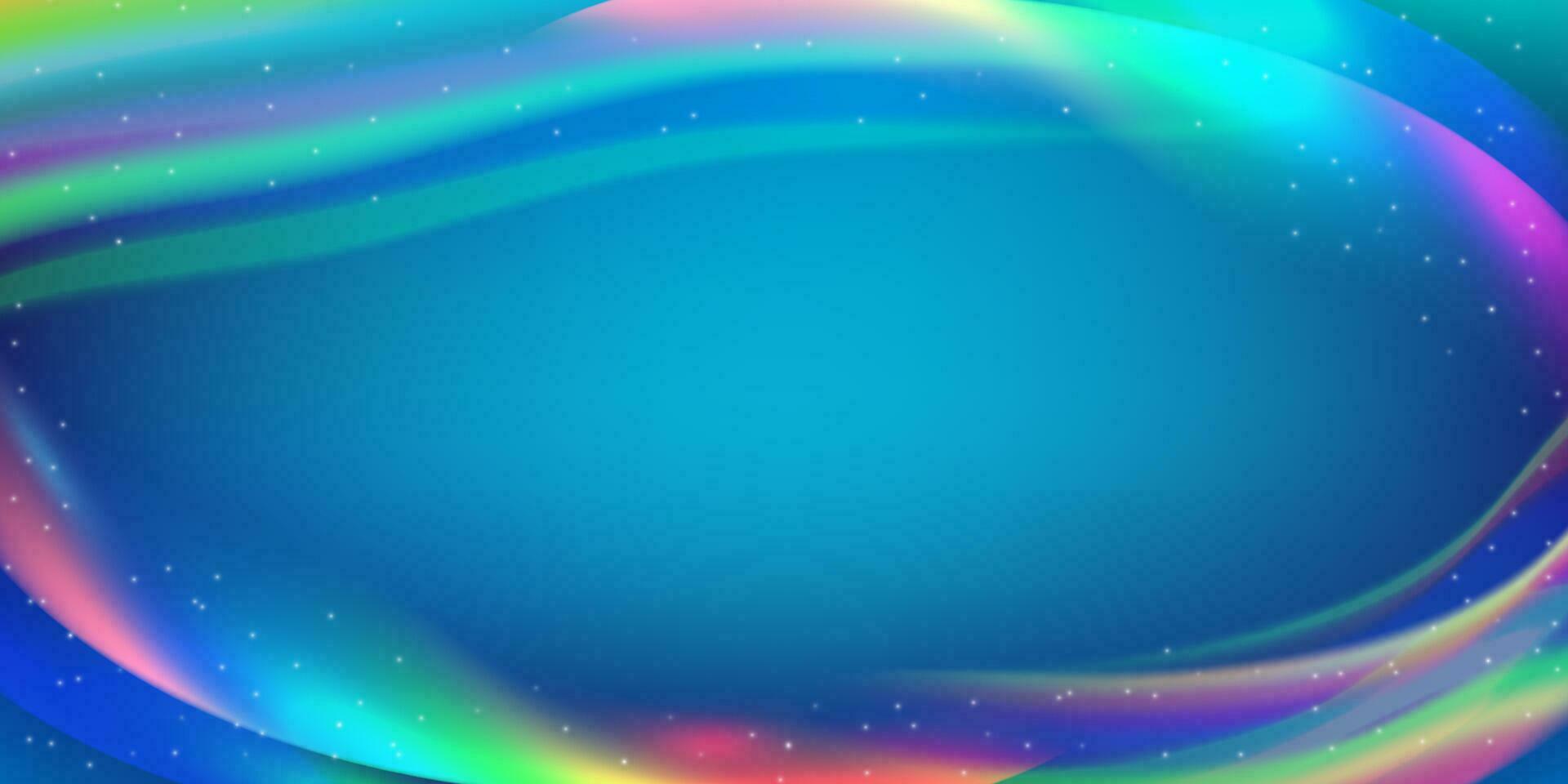 vector ilustración de resumen borroso iridiscente ligero fondo. arco iris ligero prisma efecto. holograma reflexión, cristal llamarada fuga sombra cubrir. bandera. muestra. azul