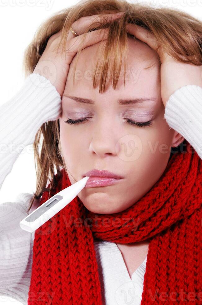 sick woman closeup photo