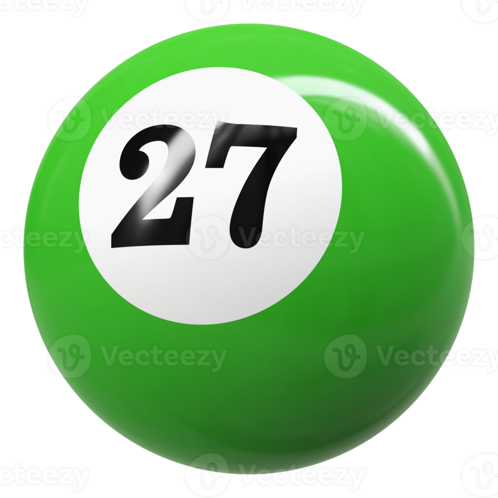 27 number 3d ball green png