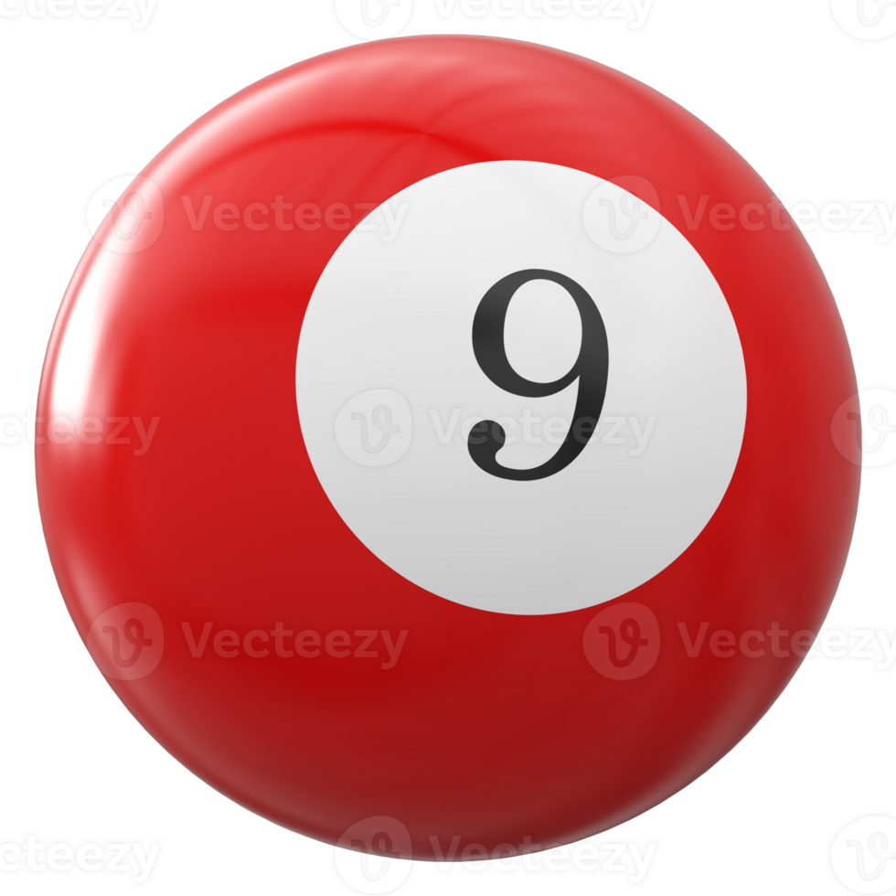 9 number 3d ball red png