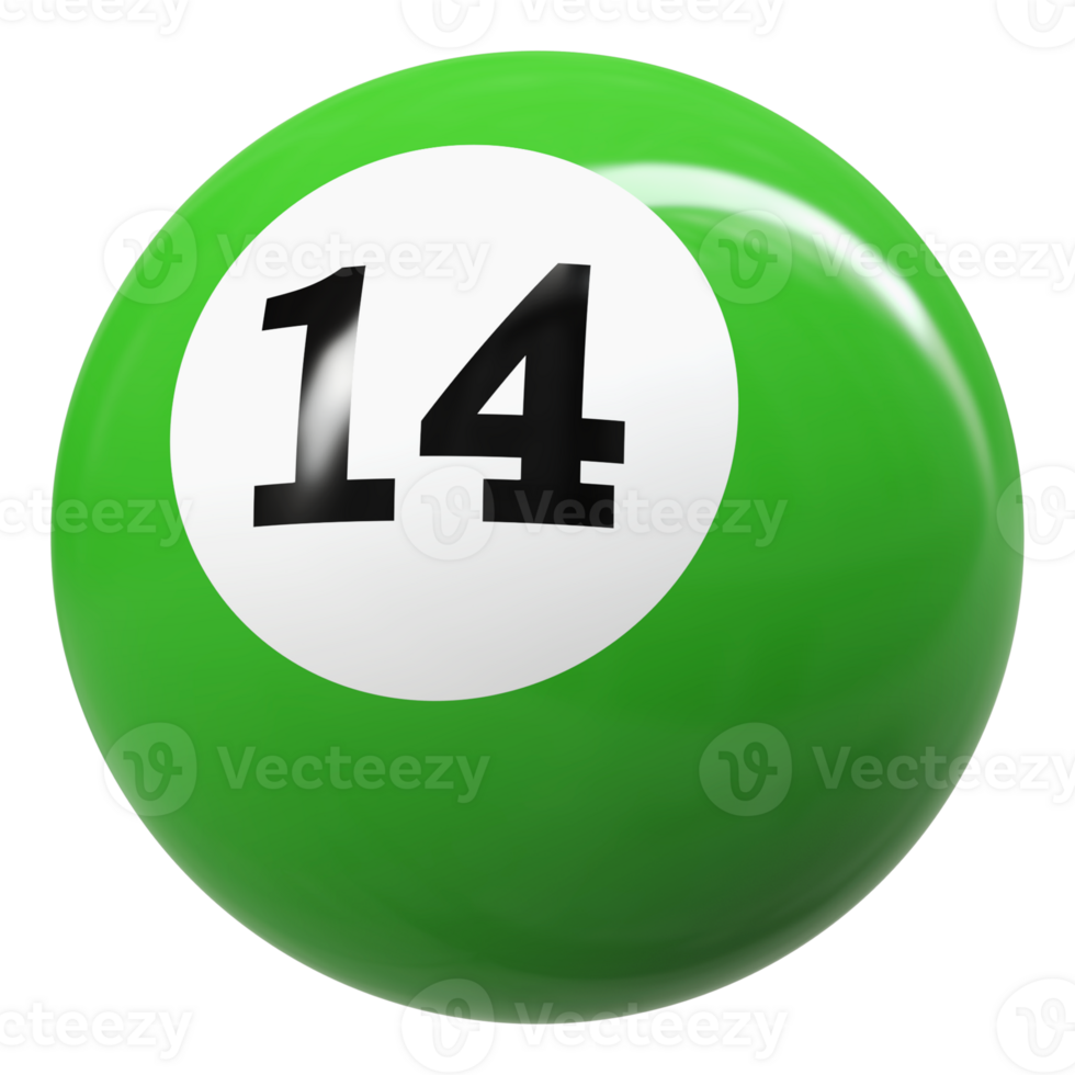 14 number 3d ball green png