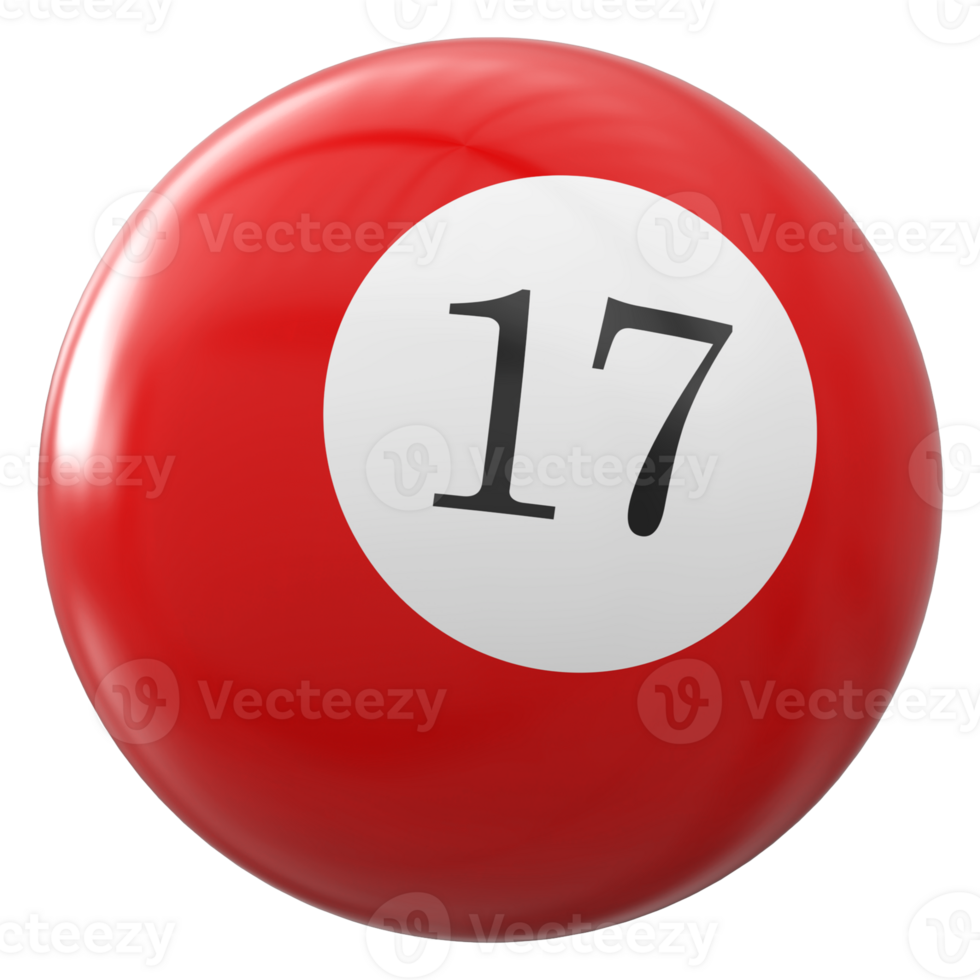 17 number 3d ball red png
