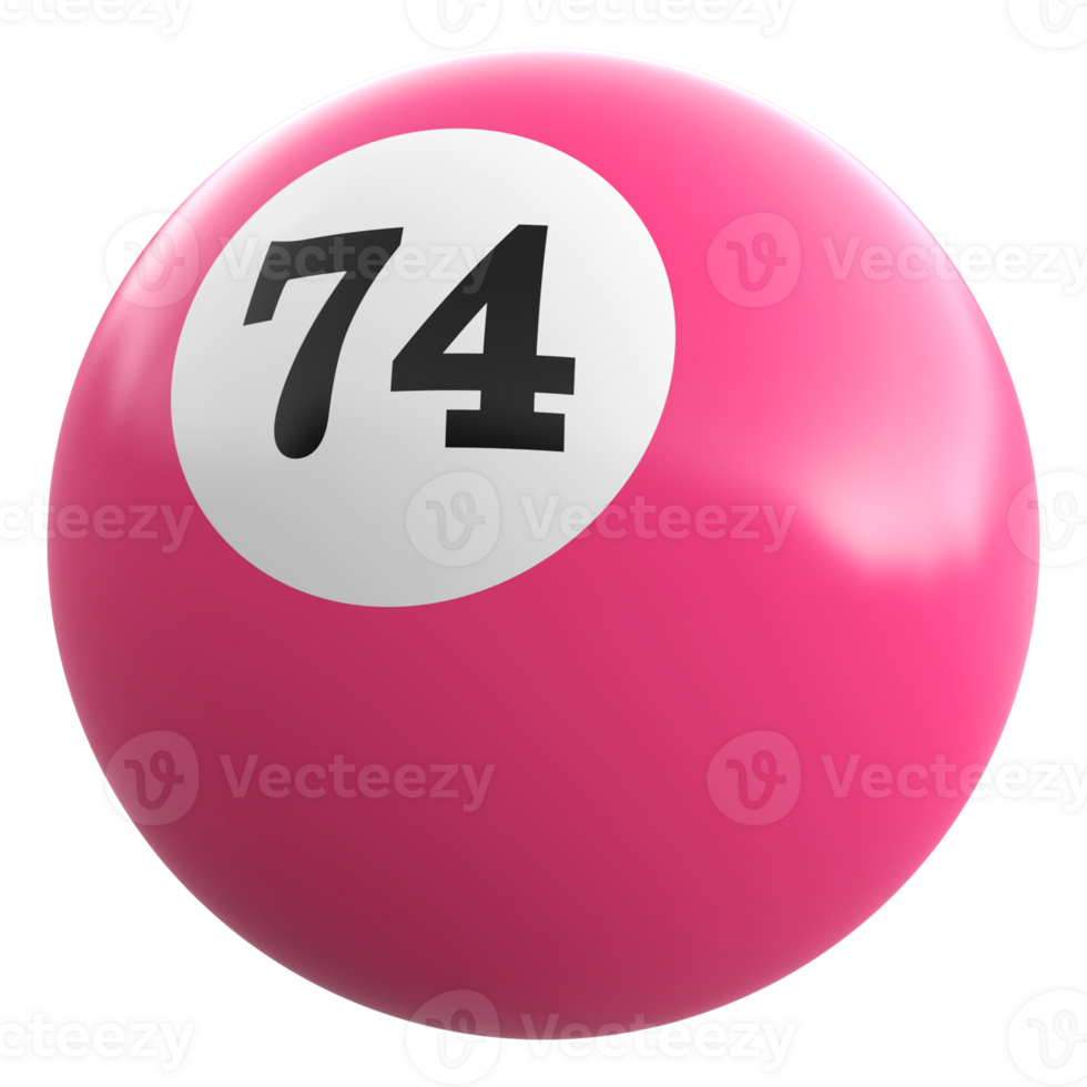 74 number 3d ball pink png
