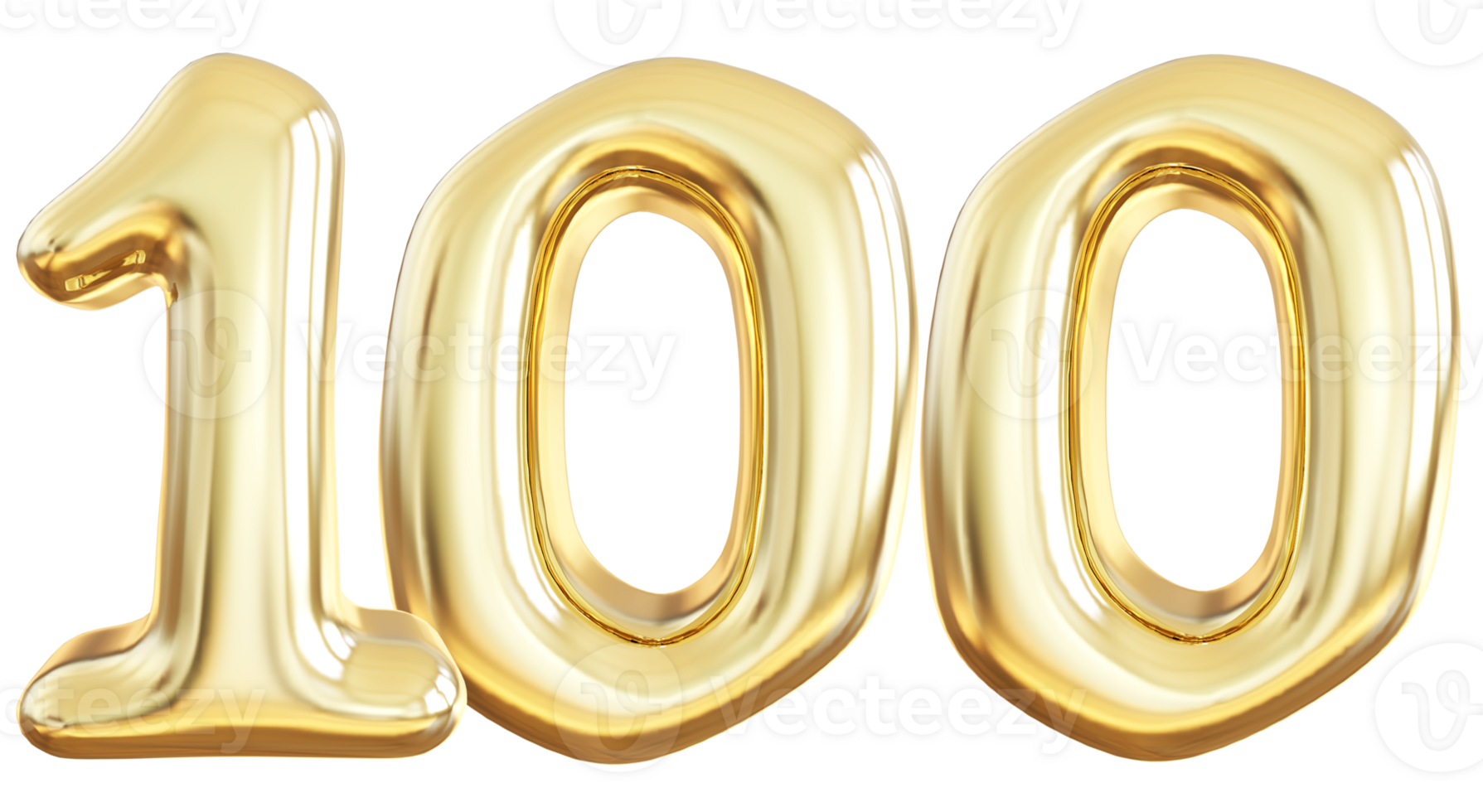 guld 3d siffra 100 png