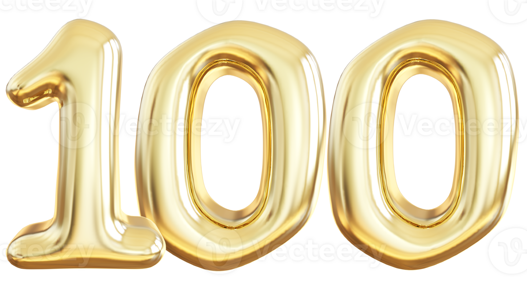 Gold 3d number 100 png