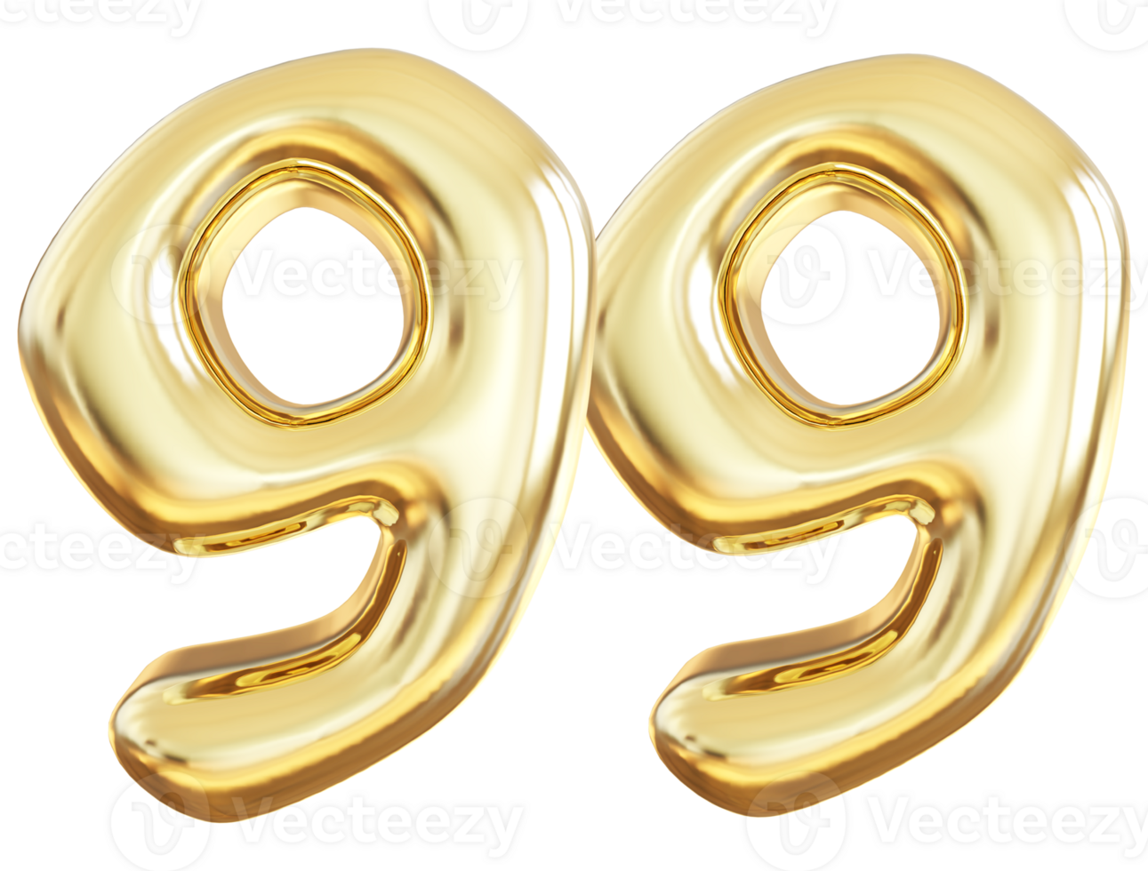 Gold 3d number 99 png