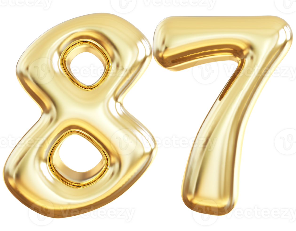 Gold 3d number 87 png