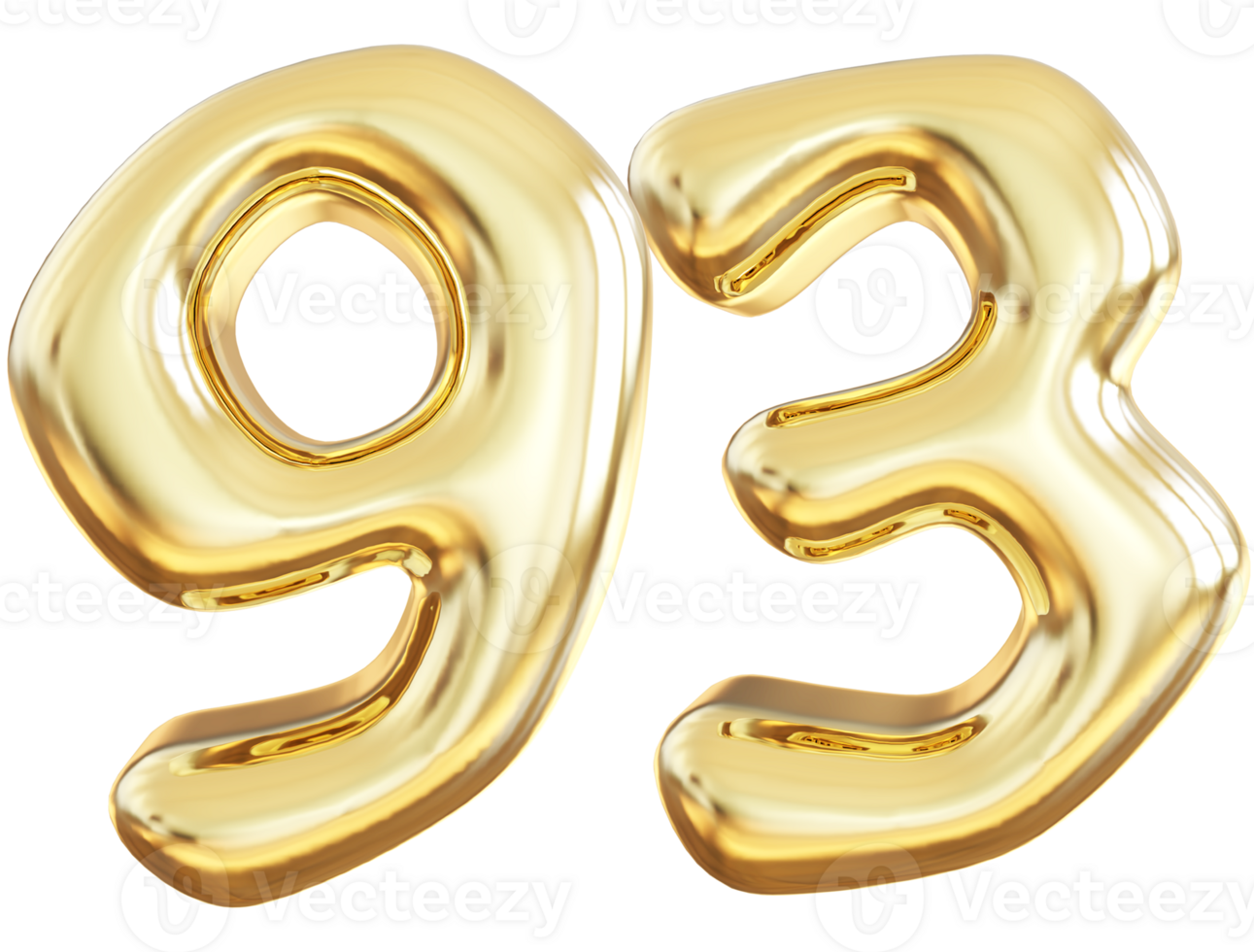 Gold 3d number 93 png