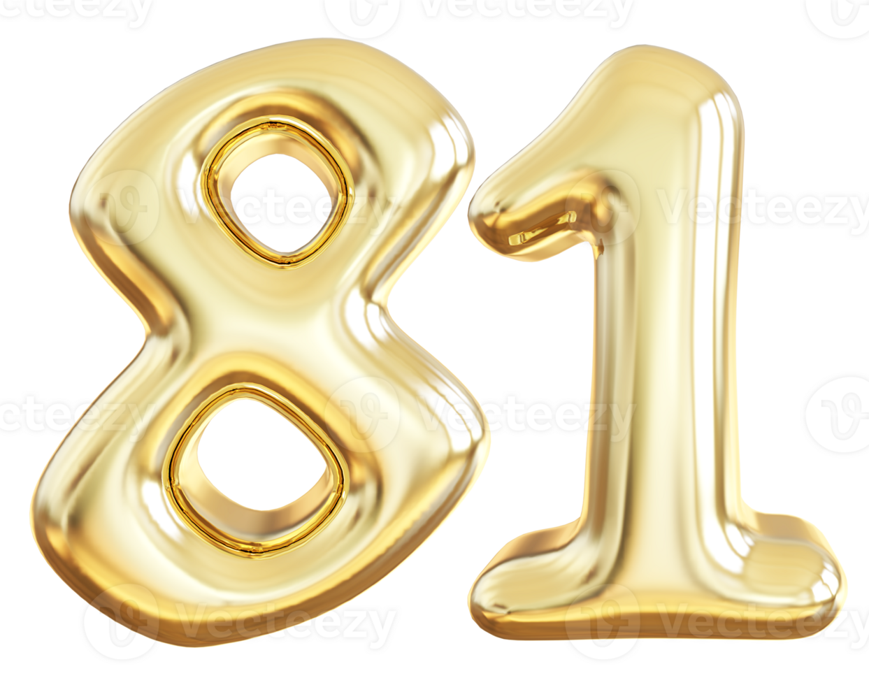 Gold 3d number 81 png