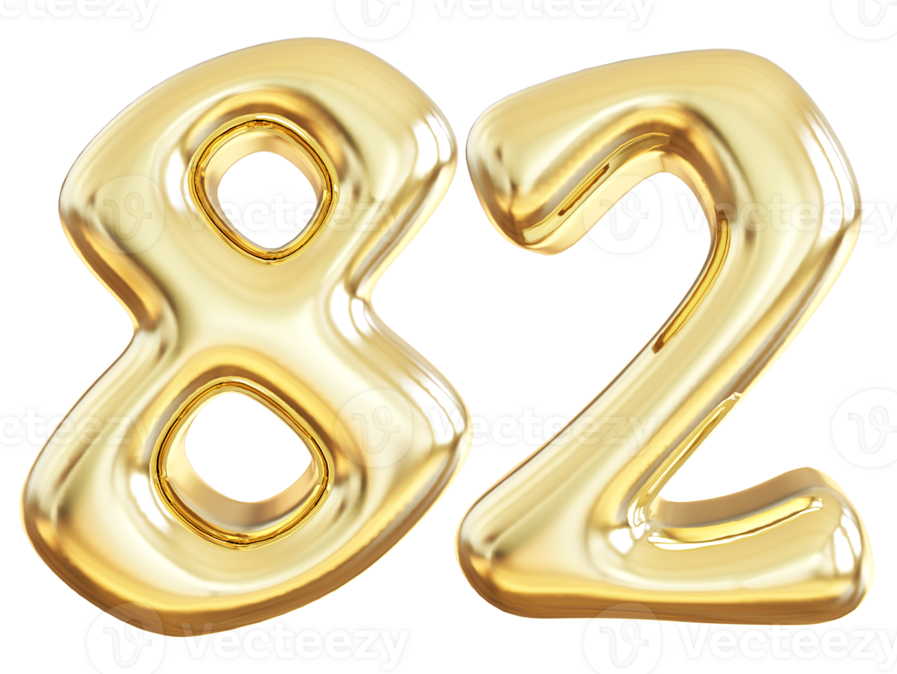 Gold 3d number 82 png