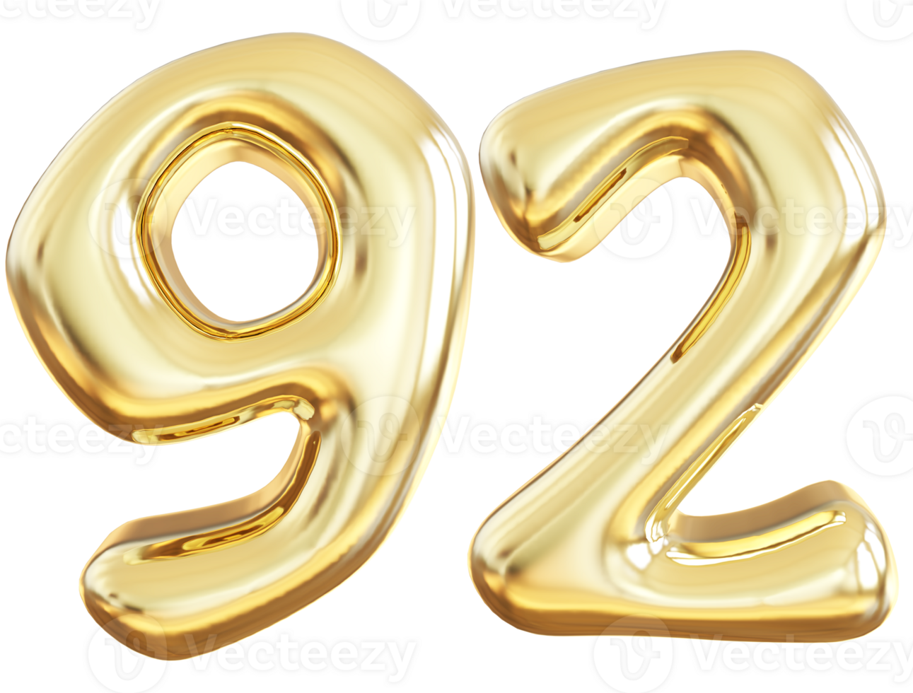 Gold 3d number 92 png