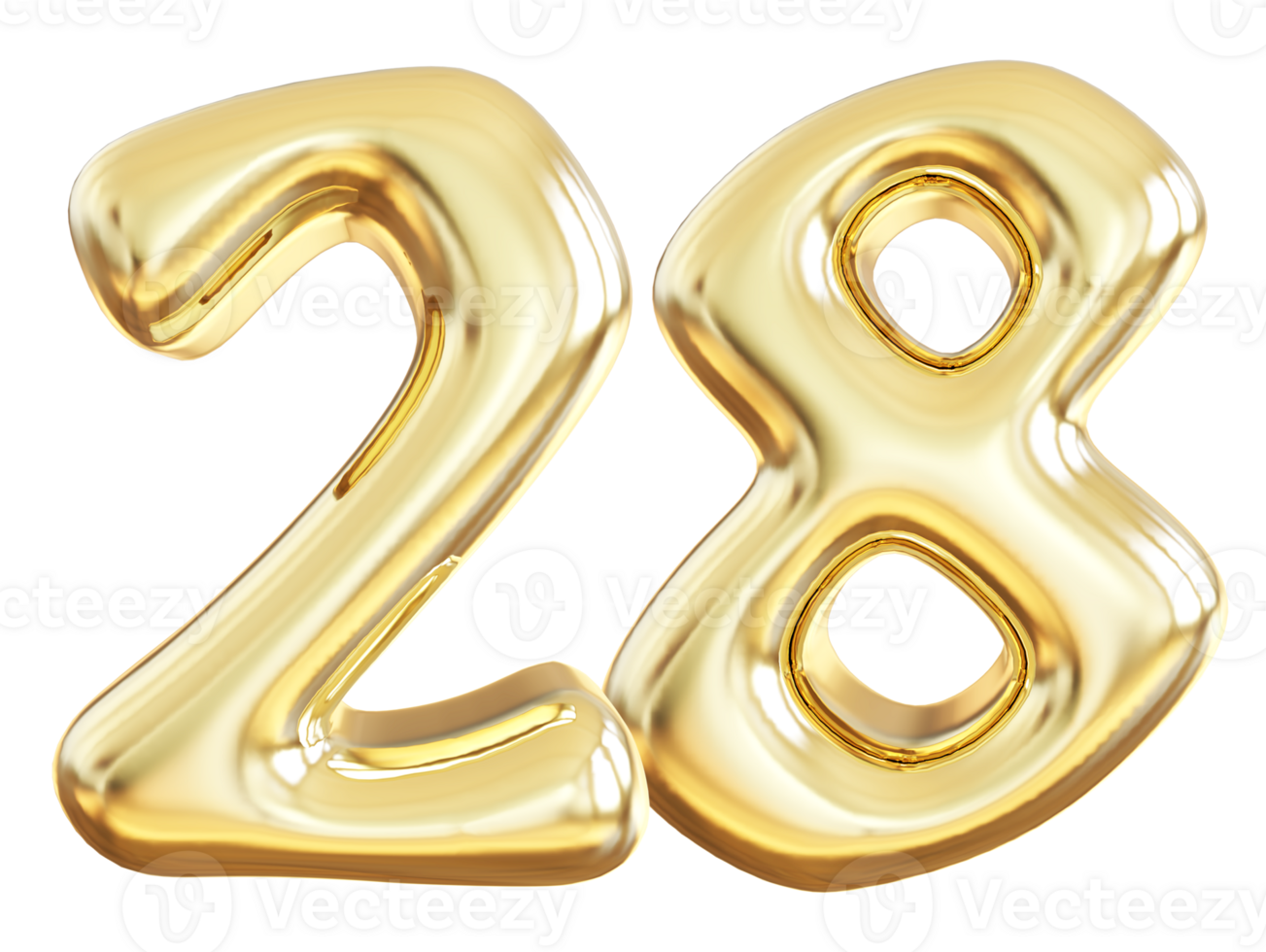 Gold 3d number 28 png