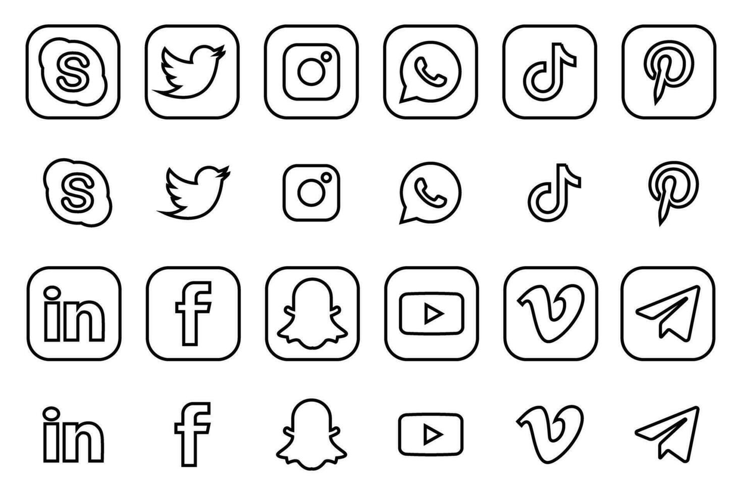 social media icons logo. vector