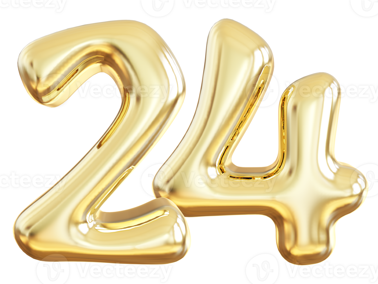 Gold 3d number 24 png