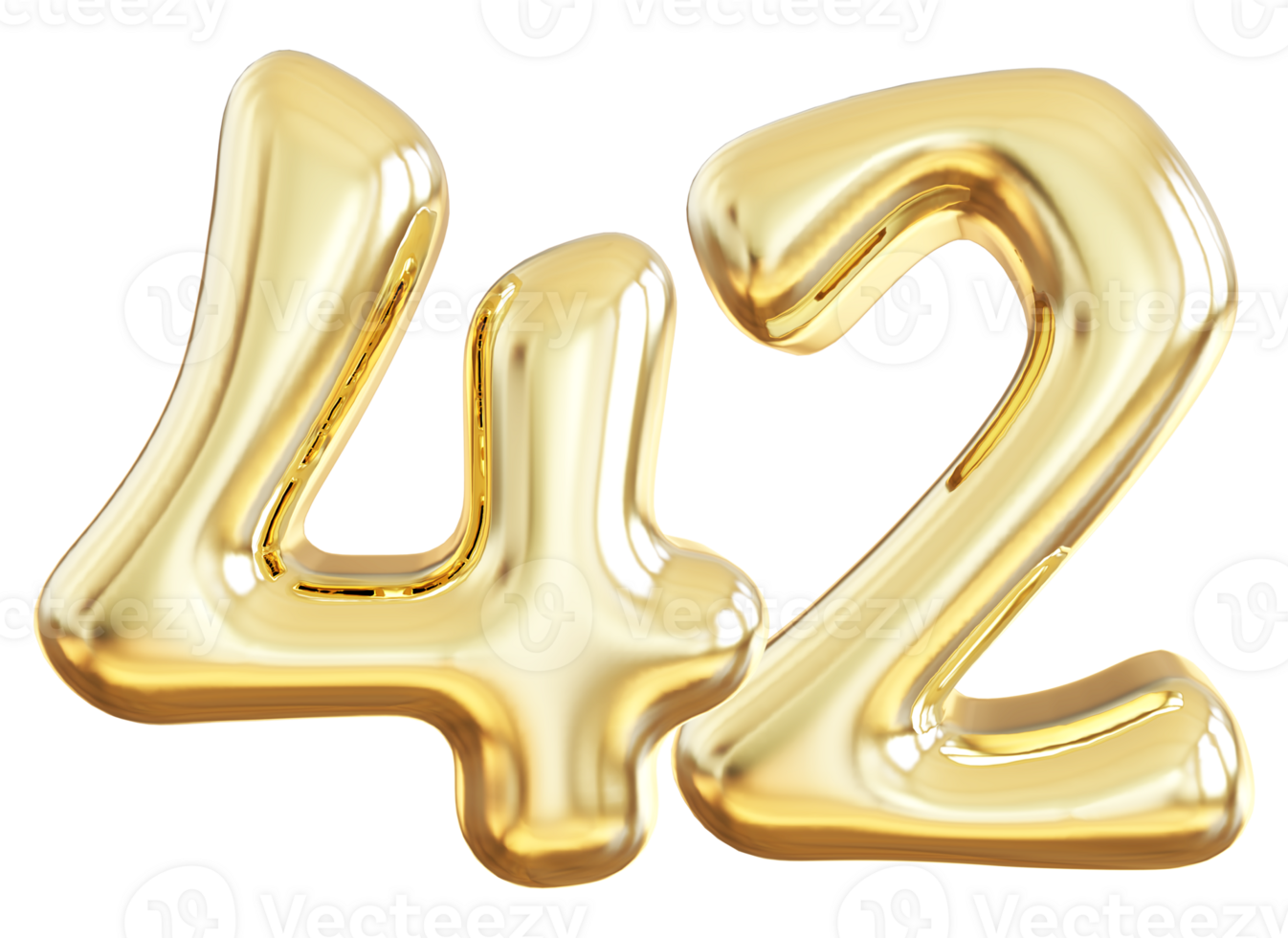 Gold 3d number 42 png