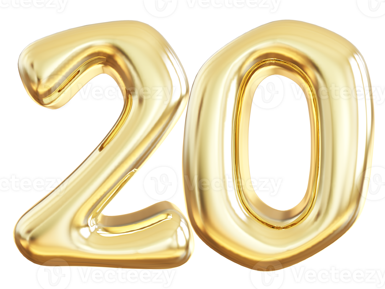 Gold 3d number 20 png