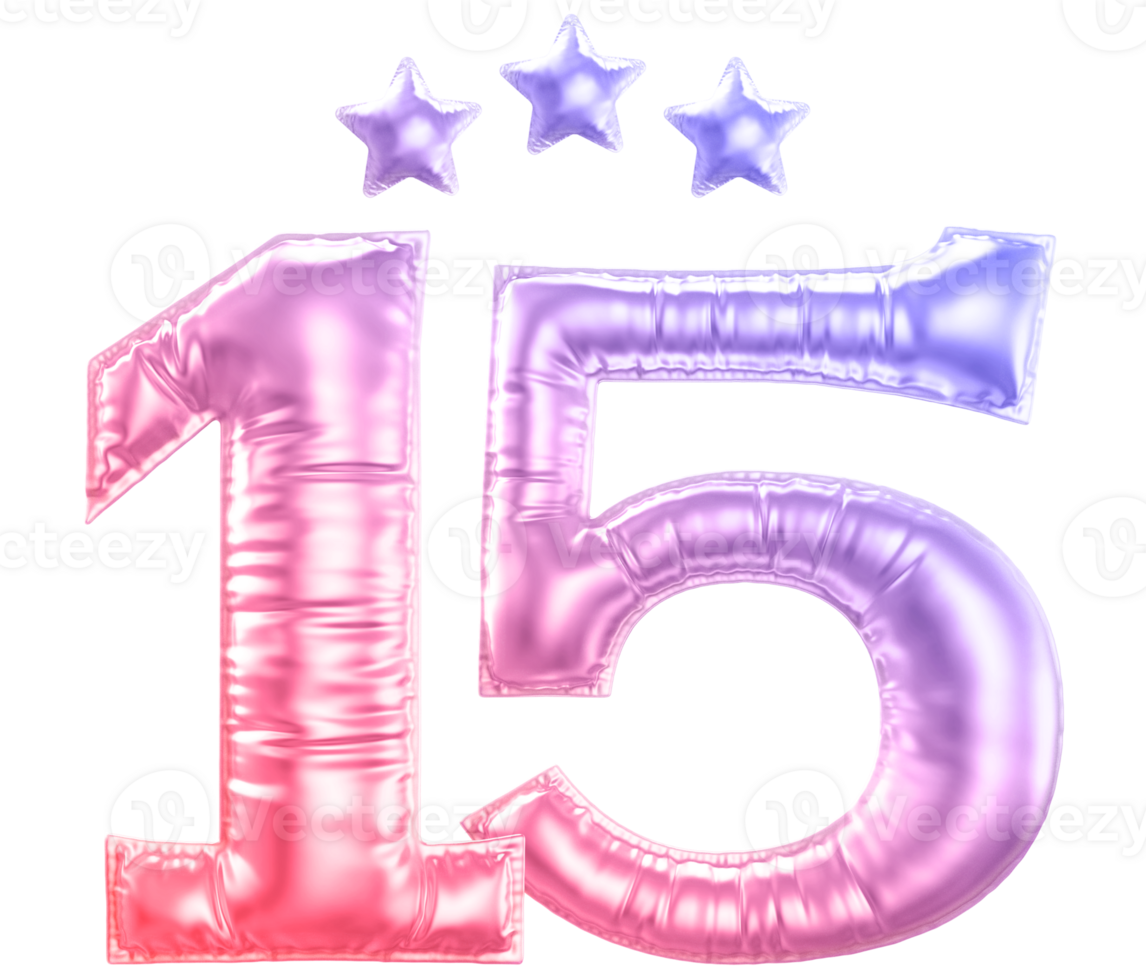 15 year anniversary number gradient png