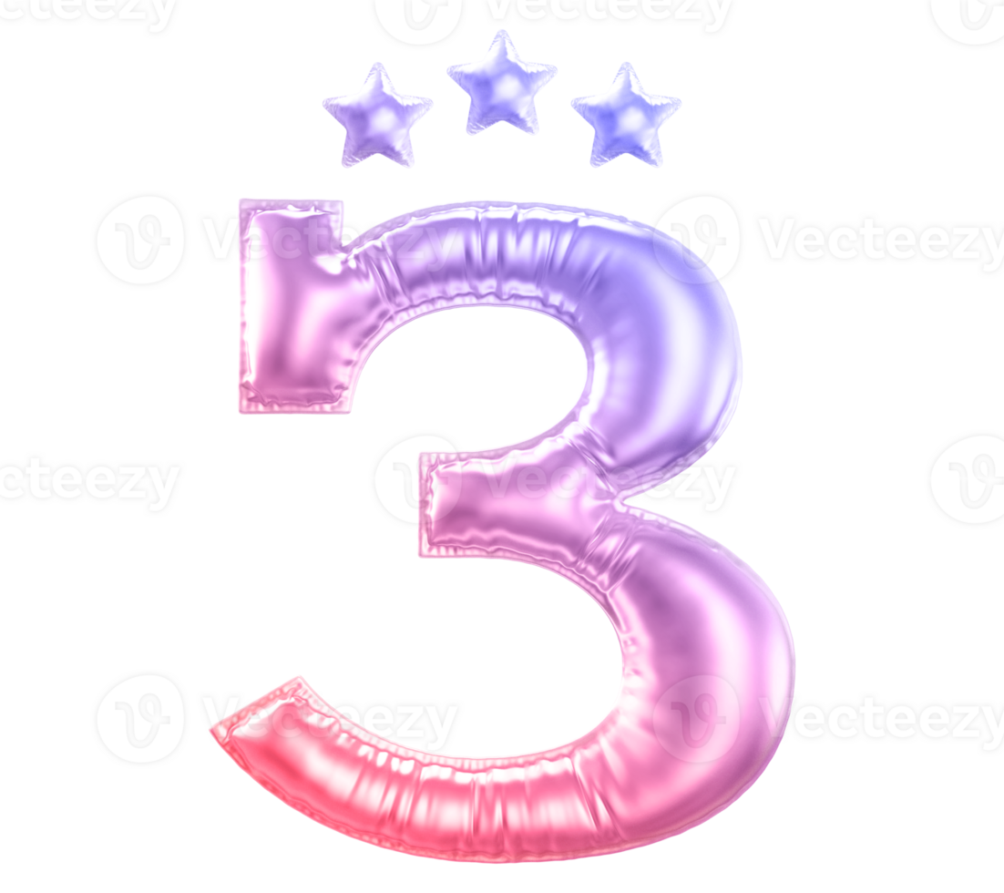 3 year anniversary number gradient png