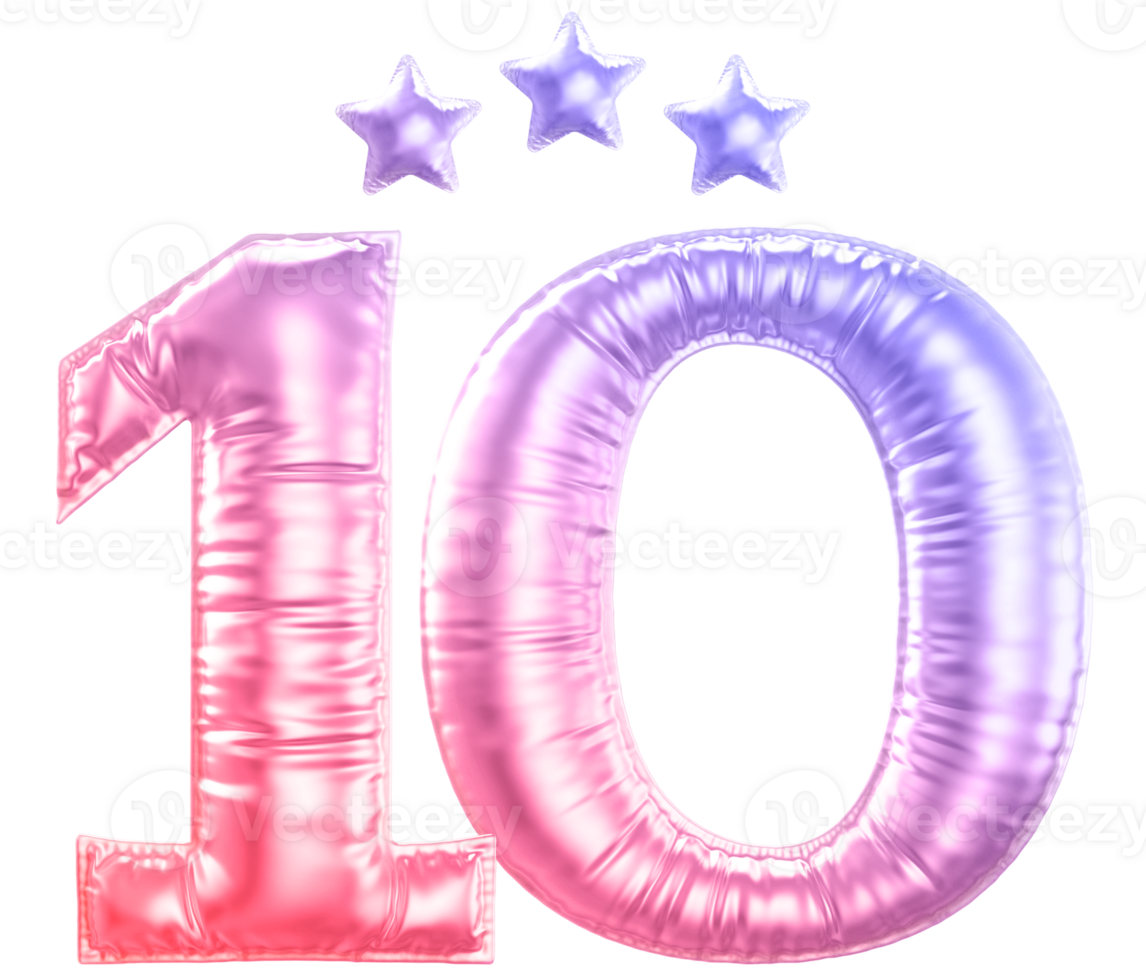 10 year anniversary number gradient png