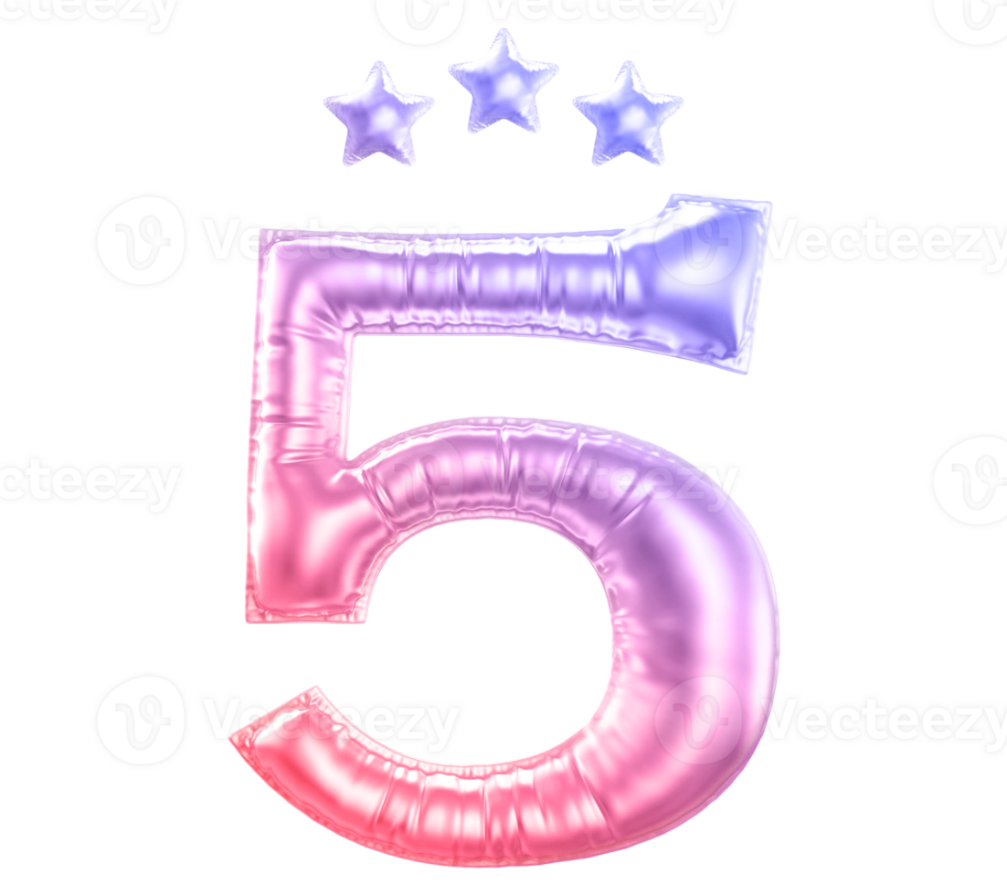 5 year anniversary number gradient png