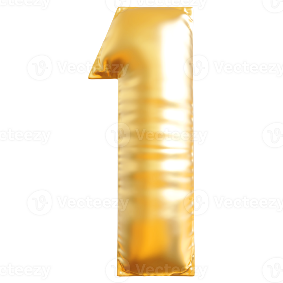 Gold bubble number 1 png