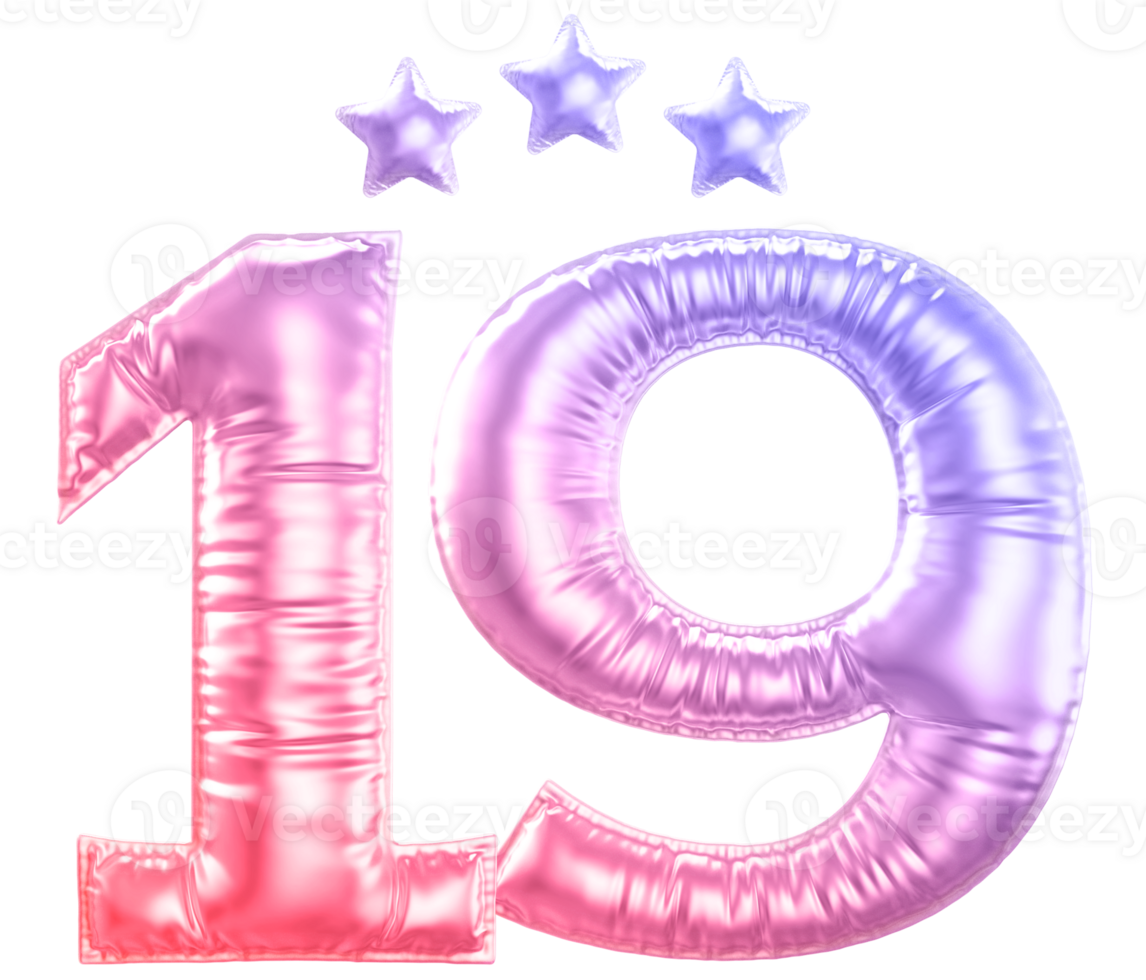19 year anniversary number gradient png