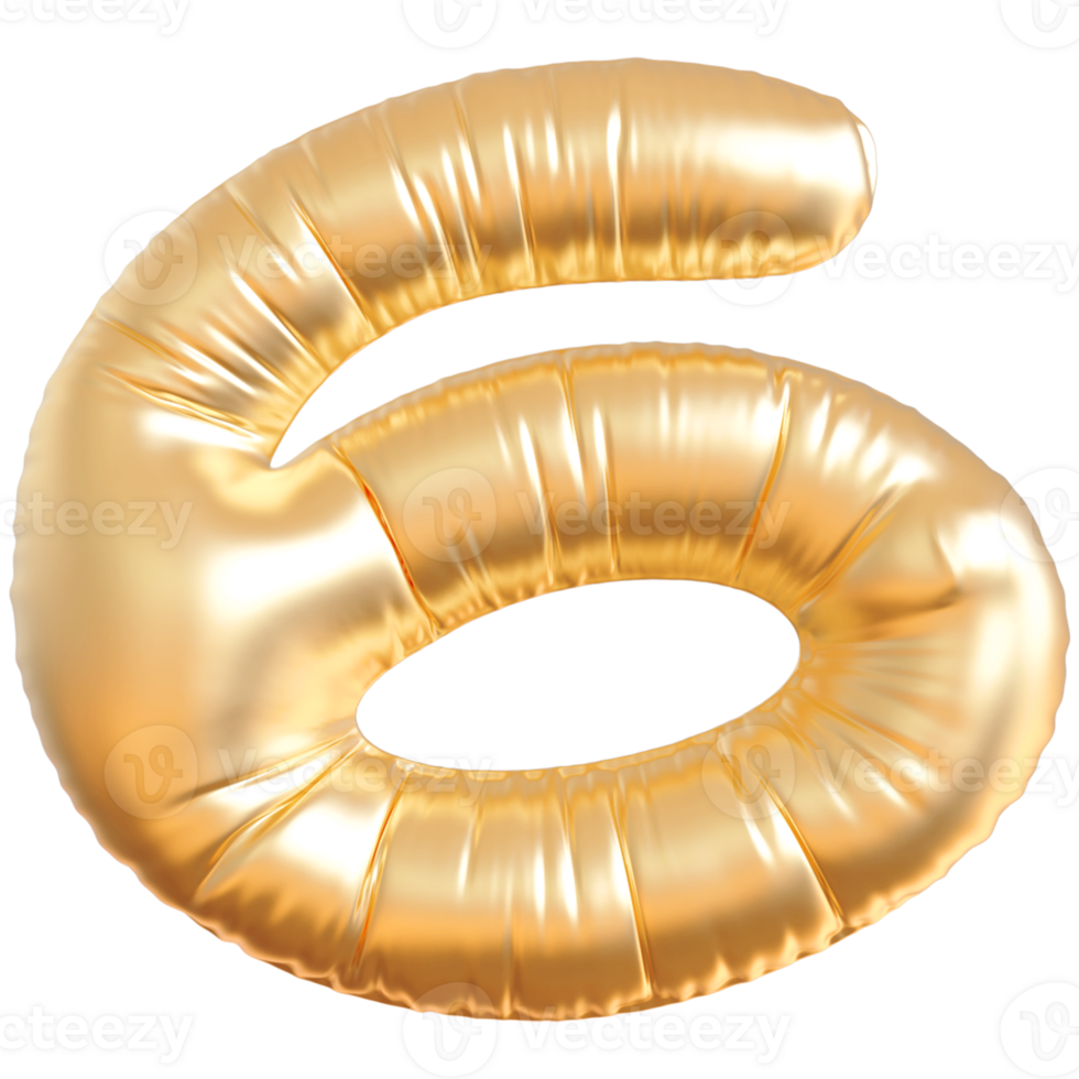 Gold bubble number 6 png
