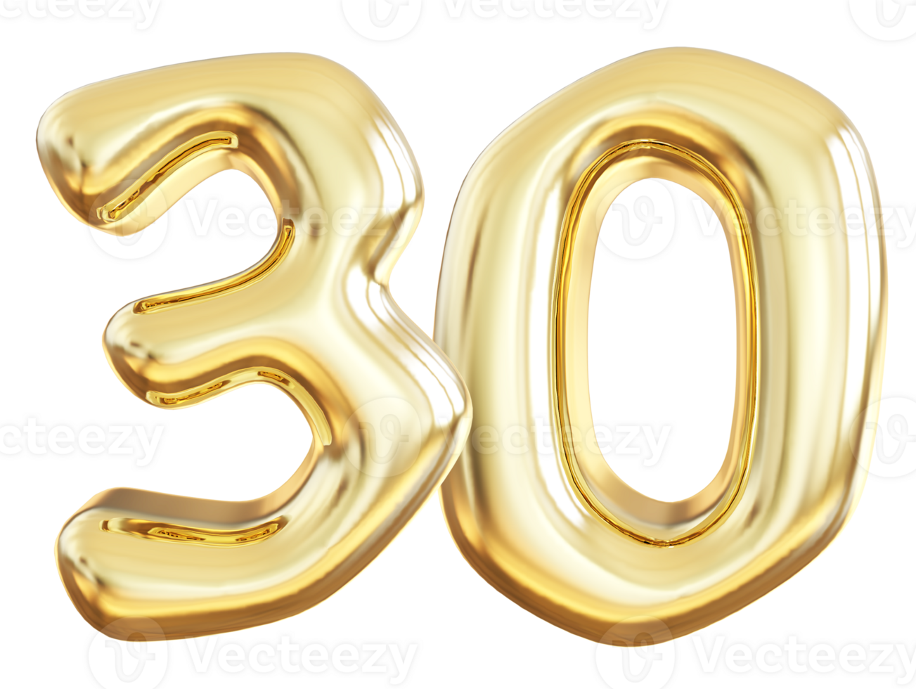 Gold 3d number 30 png