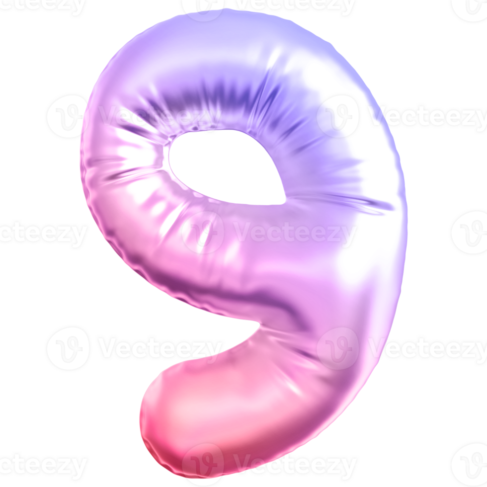 Gradient bubble number 9 png