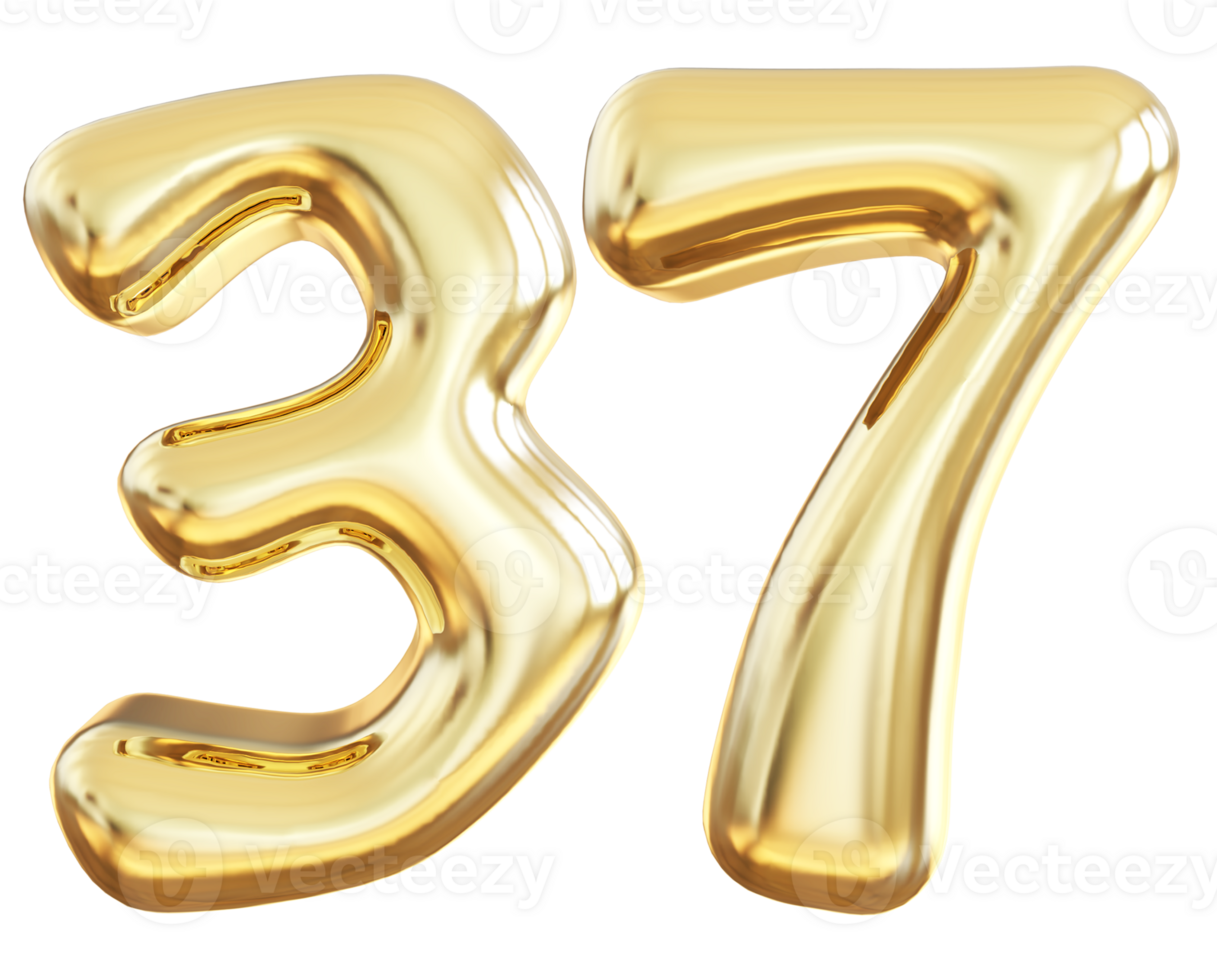 Gold 3d number 37 png