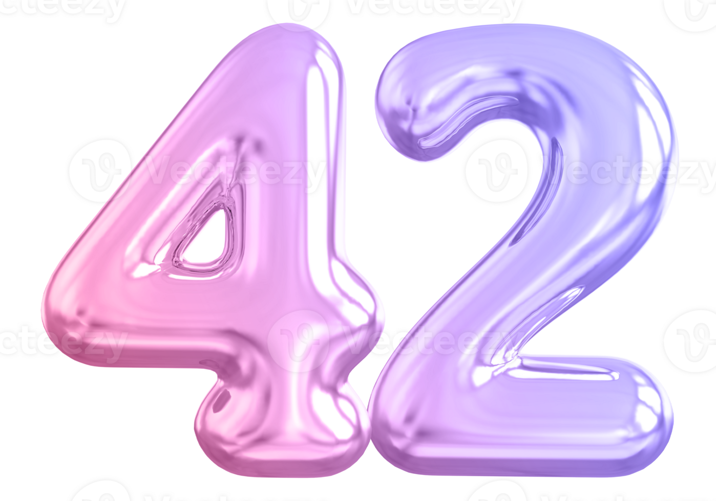 42 number gradient 3d render png