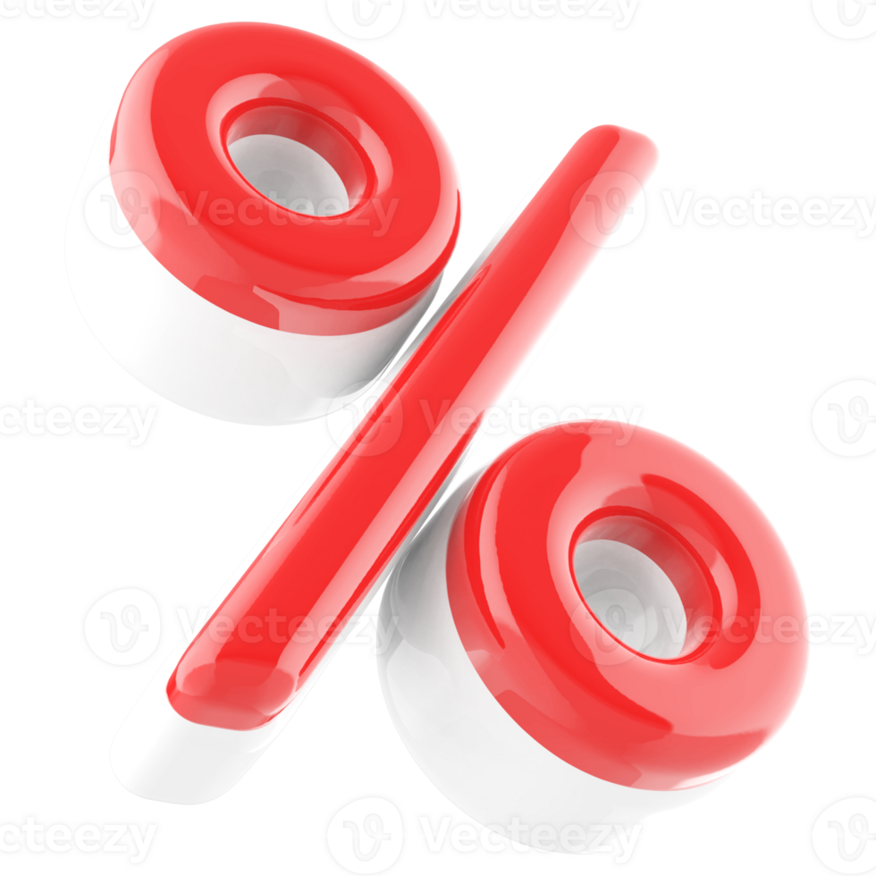 Red percent symbol 3d render png