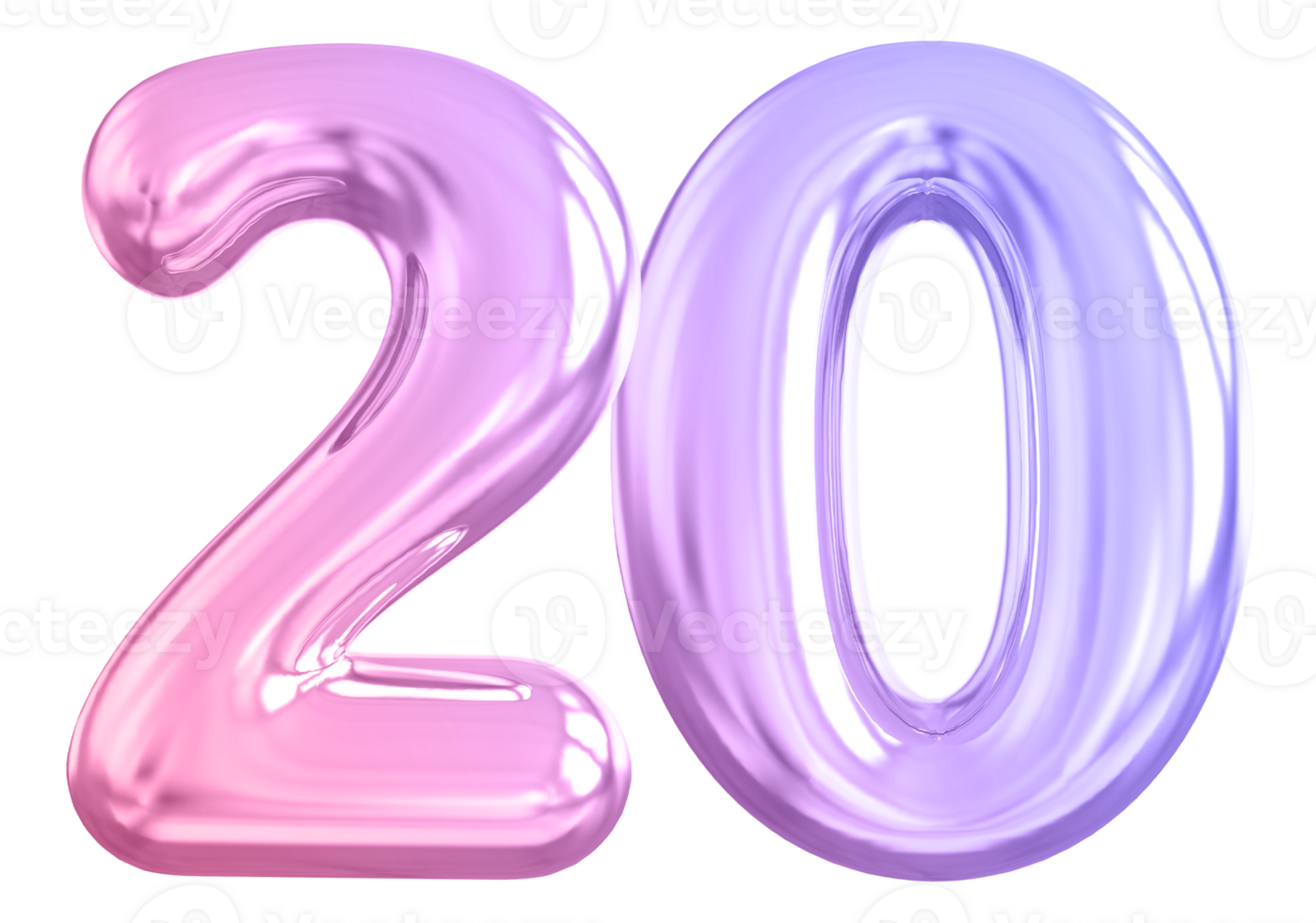 20 number gradient 3d render png