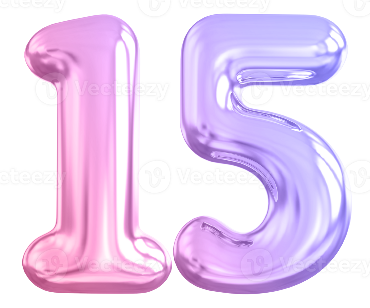 15 number gradient 3d render png