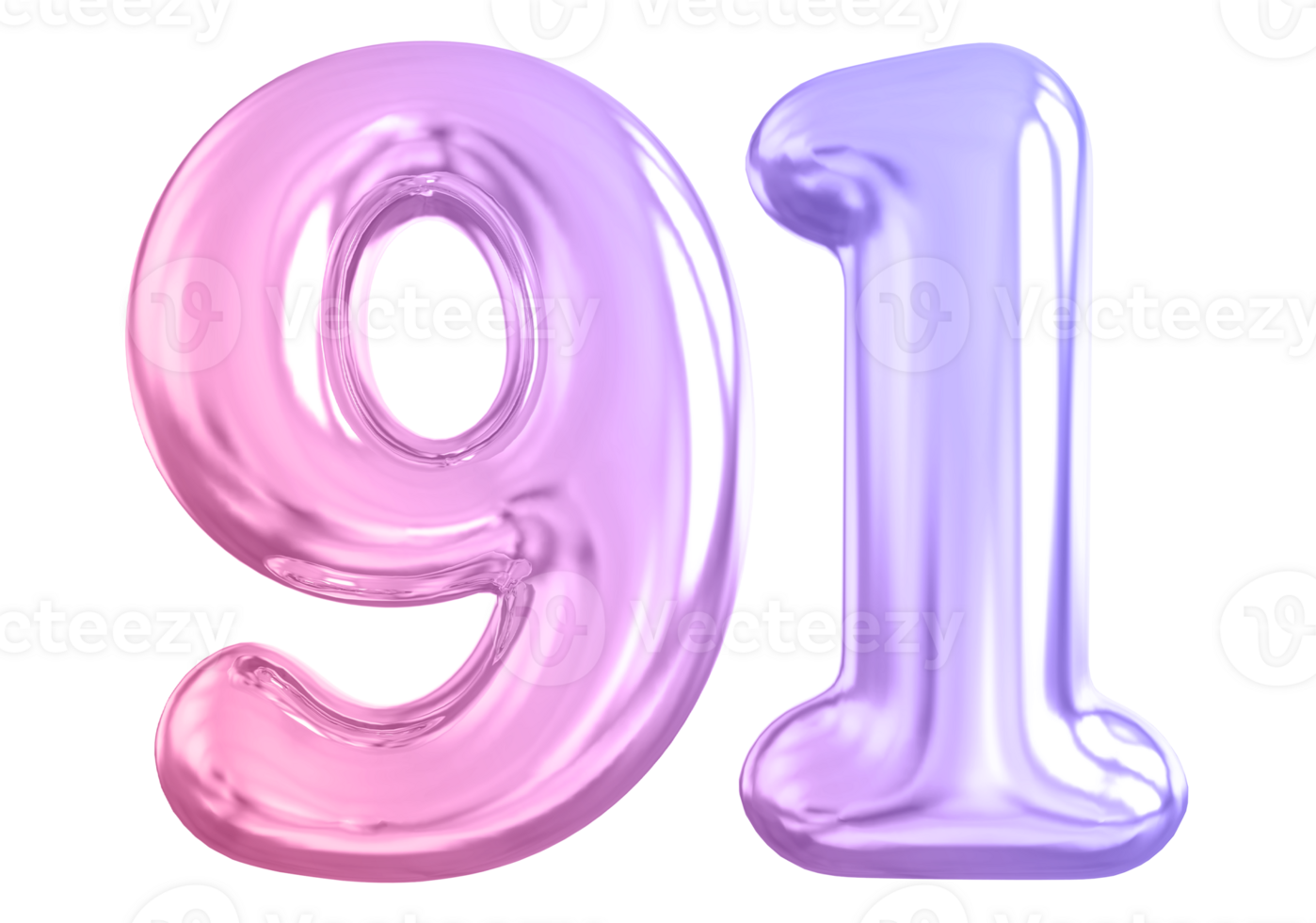 91 number gradient 3d render png