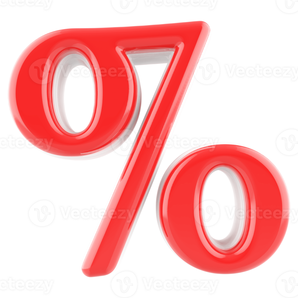 Red percent symbol 3d render png