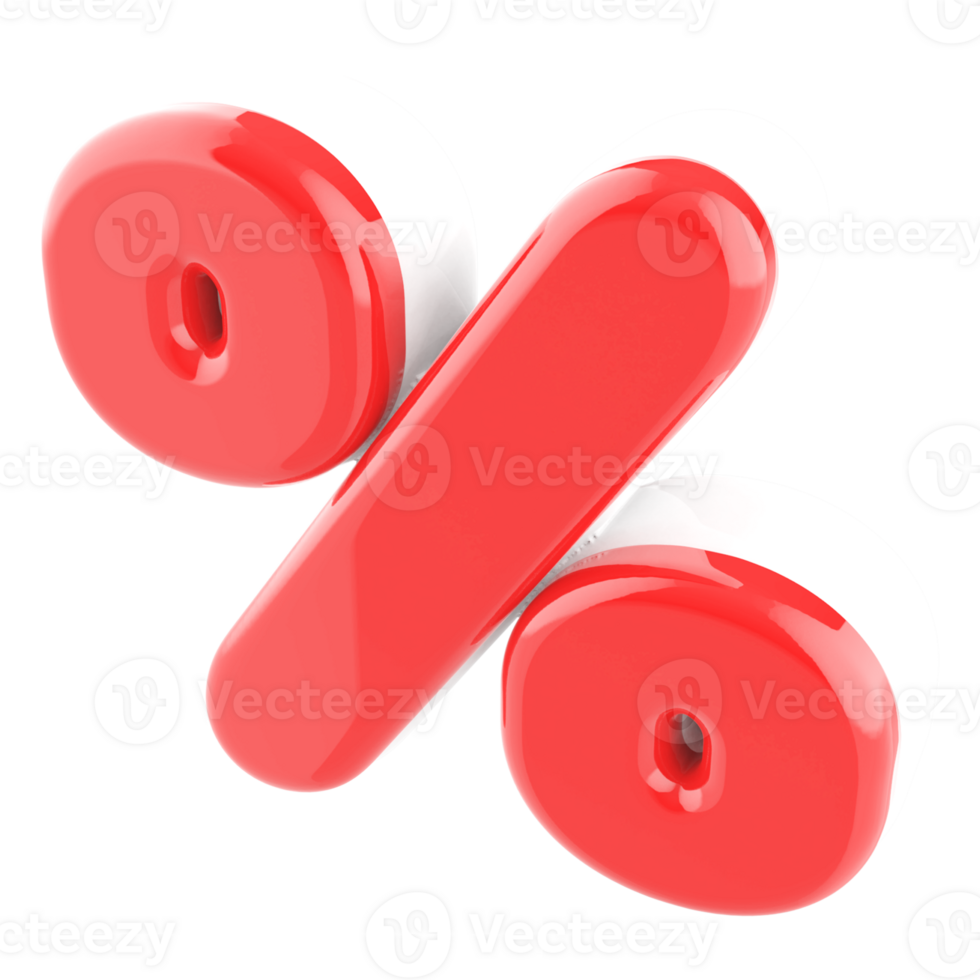 Red percent symbol 3d render png