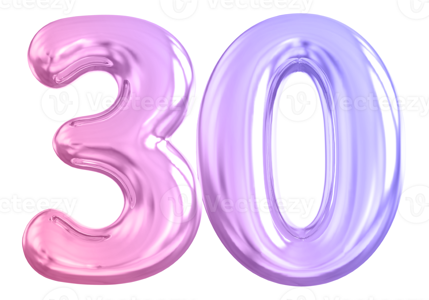 30 number gradient 3d render png