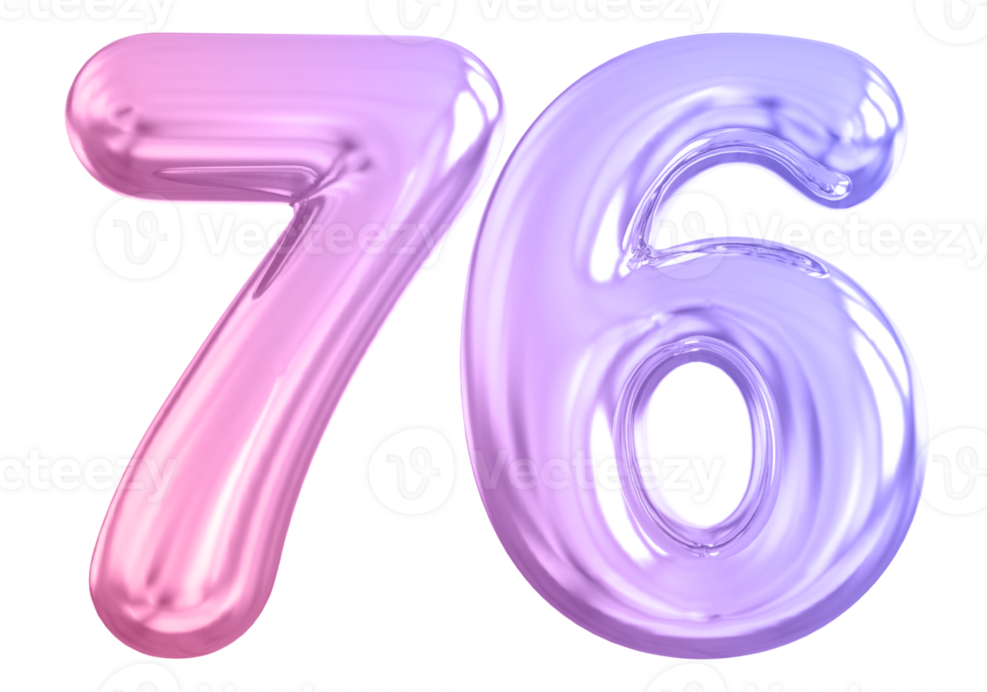 76 número gradiente 3d render png