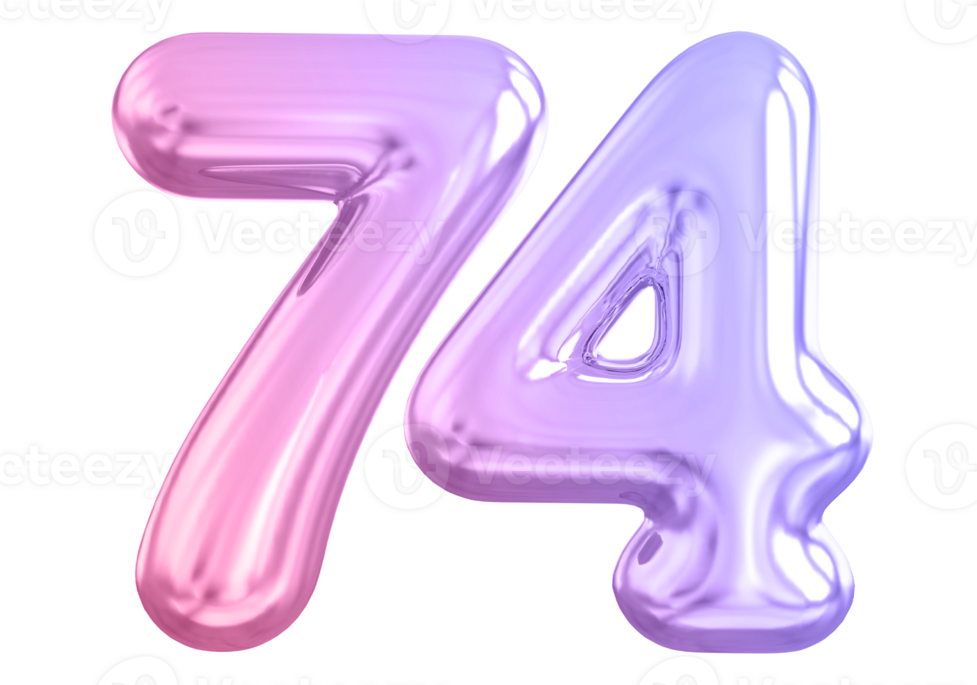 74 number gradient 3d render png