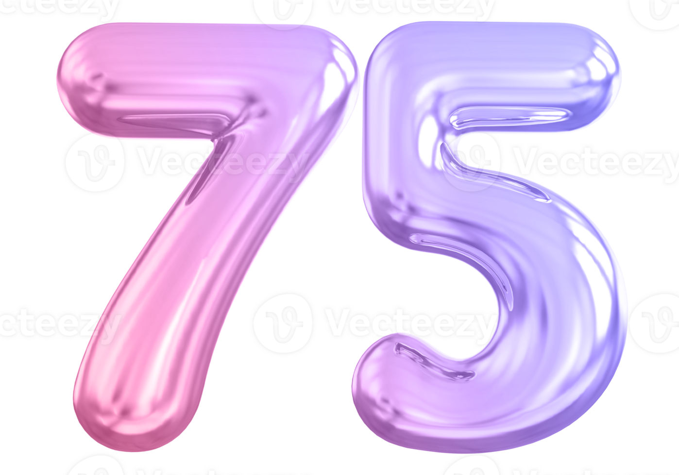 75 number gradient 3d render png