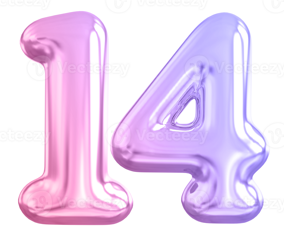14 number gradient 3d render png