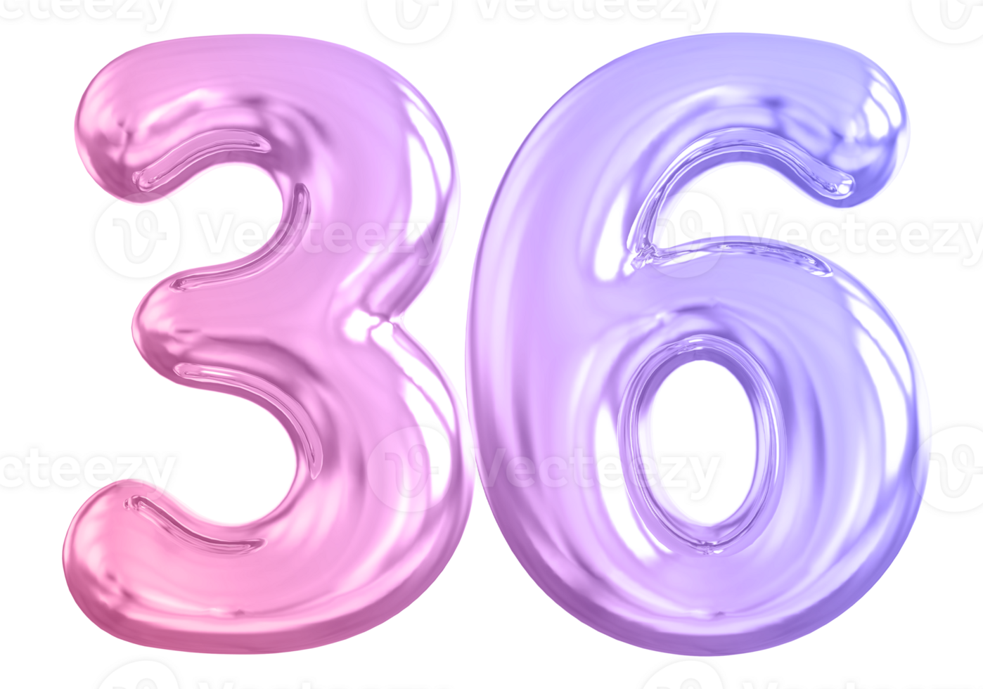 36 number gradient 3d render png