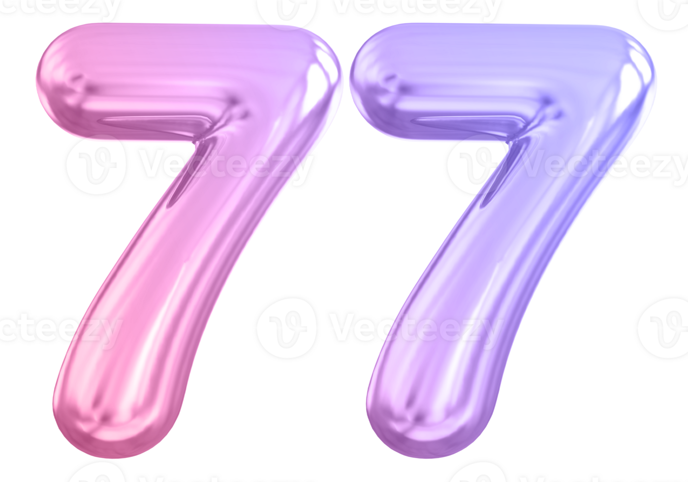 77 number gradient 3d render png