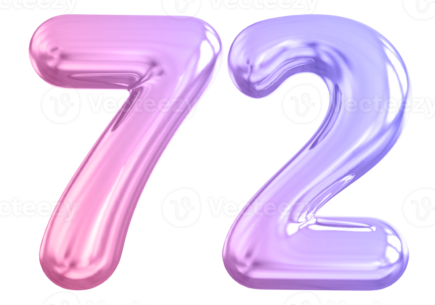 72 number gradient 3d render png