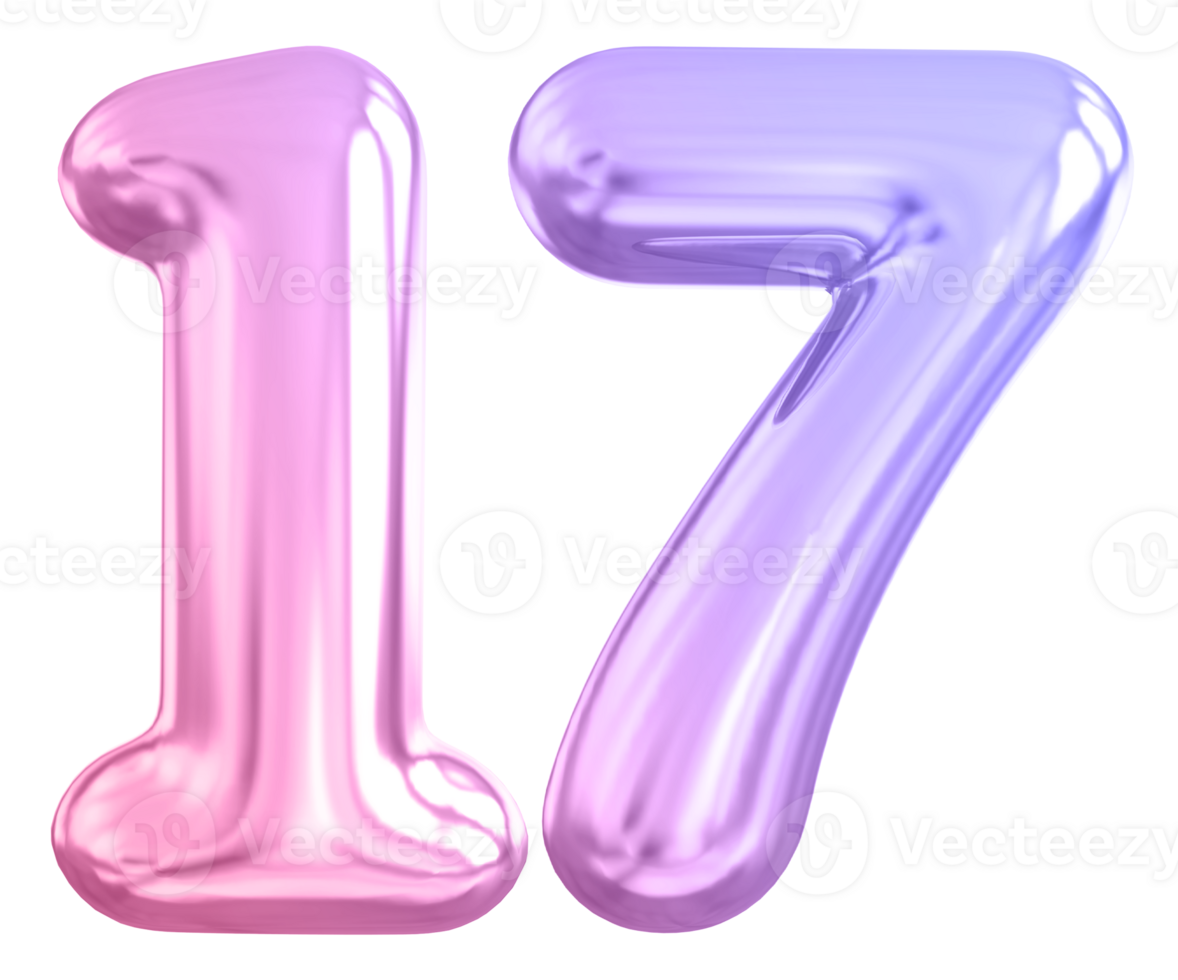 17 number gradient 3d render png