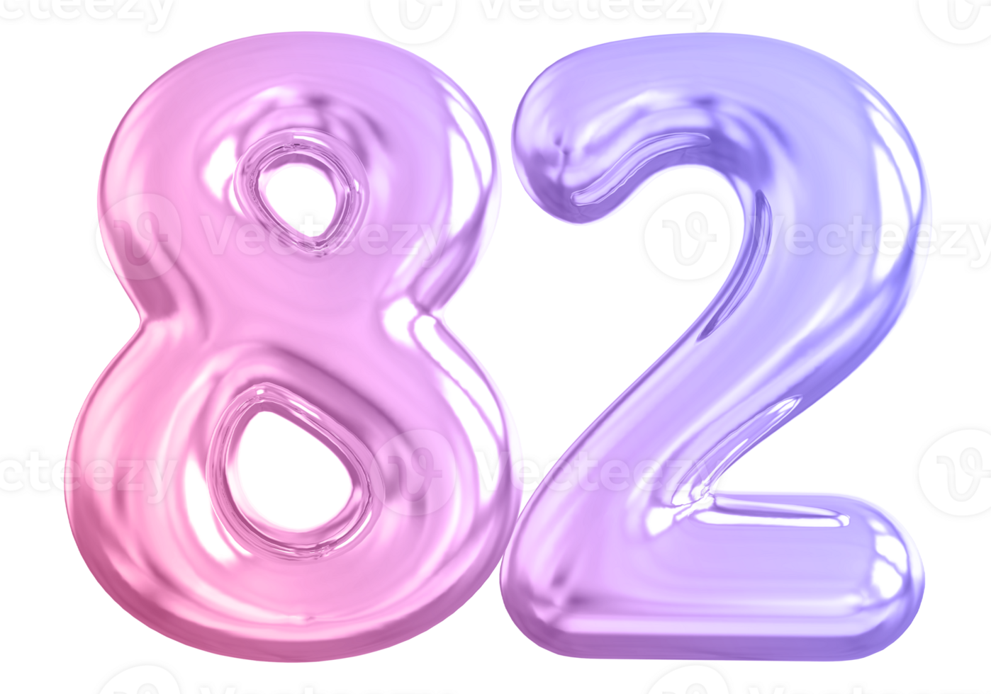 82 number gradient 3d render png