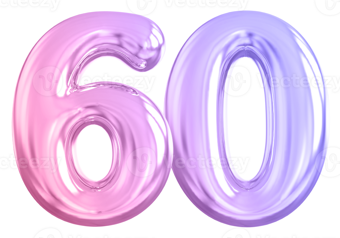 60 number gradient 3d render png