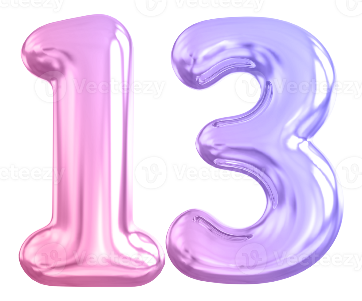 13 number gradient 3d render png